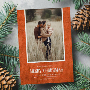 Cartes Pour Fêtes Annuelles Rustique Burtic Orange hiver Noël photo unique