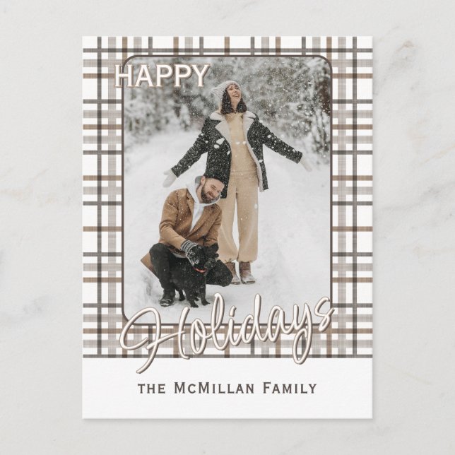 Cartes Pour Fêtes Annuelles Rustique Classy Élégant Motif Plaid (Devant)