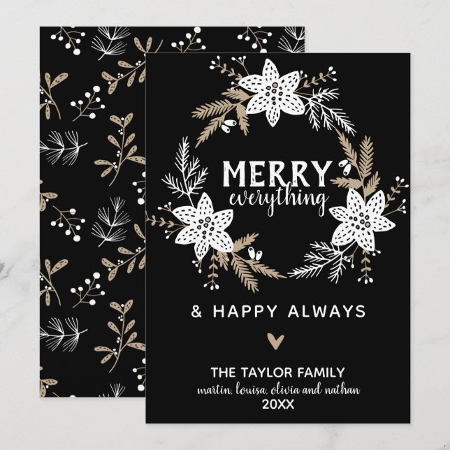 Cartes Pour Fêtes Annuelles Rustique Floral Joyeux Tout Noël (Devant / Derrière)