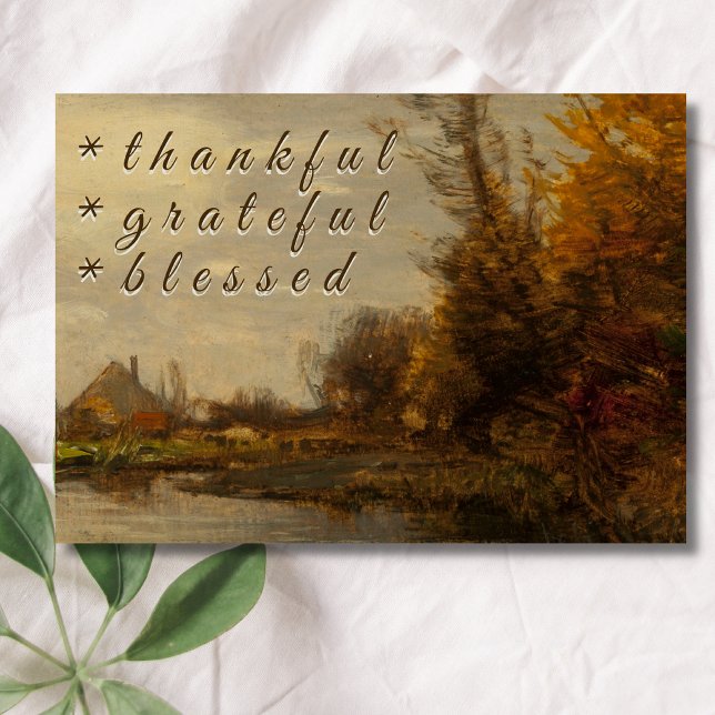 Cartes Pour Fêtes Annuelles Rustique Gaieté Grateful Cottage d'automne (Créateur téléchargé)