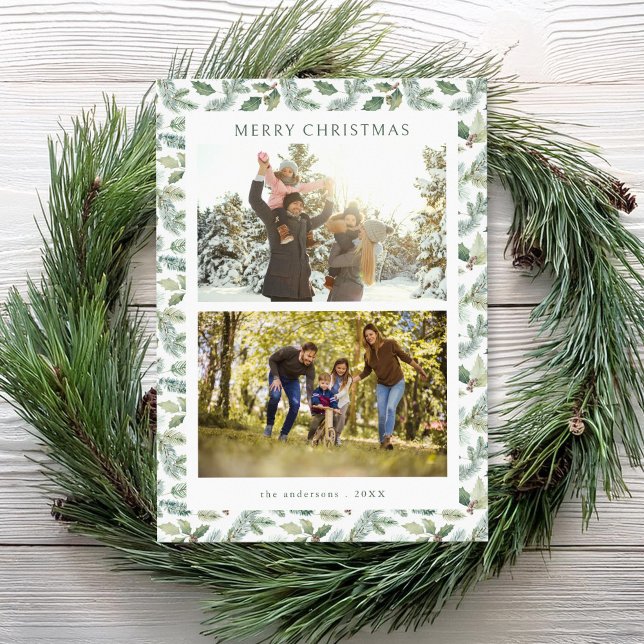 Cartes Pour Fêtes Annuelles Rustique Joyeux Noël Botanique 2 Photo (Créateur téléchargé)