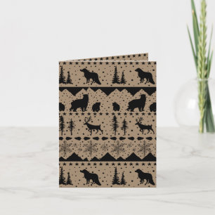 Cartes Pour Fêtes Annuelles Rustique Kraft Nordic Sweater Black Winter Animaux