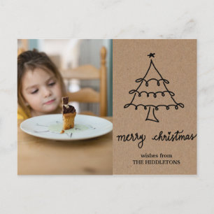 Cartes Pour Fêtes Annuelles Rustique Kraft Papier de Noël Typographie de l'arb