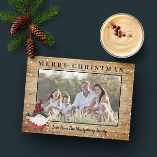 Cartes Pour Fêtes Annuelles Rustique Lumberjack Gnome Photo de Noël