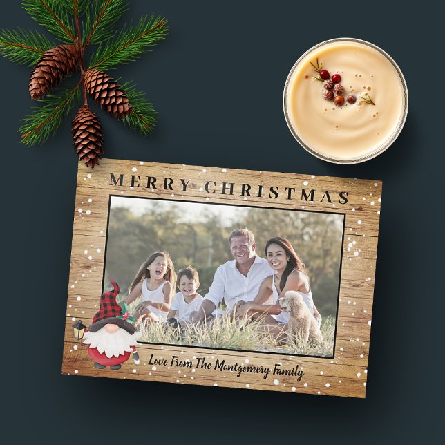Cartes Pour Fêtes Annuelles Rustique Lumberjack Gnome Photo de Noël (Créateur téléchargé)