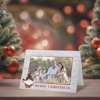 Cartes Pour Fêtes Annuelles Rustique Lumberjack Gnome Photo de Noël personnali