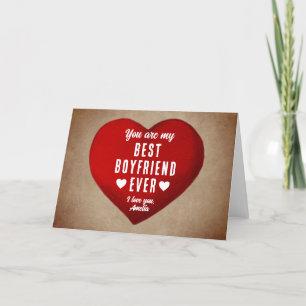 Cartes Pour Fêtes Annuelles Rustique Mon meilleur petit ami Jamais Coeur Rouge
