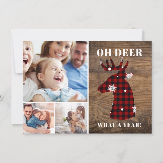 Cartes Pour Fêtes Annuelles Rustique Personnalisé Oh Deer Photo Collage (Devant)
