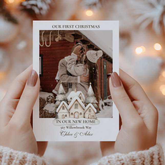 Cartes Pour Fêtes Annuelles Rustique Premier Noël Nouveau Accueil Collage (Créateur téléchargé)