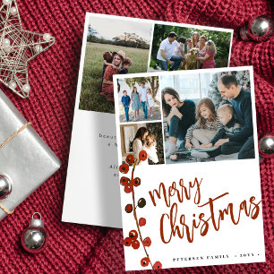 Cartes Pour Fêtes Annuelles Rustique sainte baie 6 photo collage Joyeux Noël