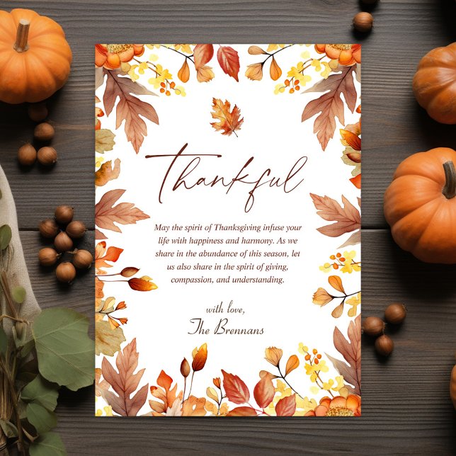 Cartes Pour Fêtes Annuelles Rustique Thanksgiving Automne automne Merci (Rustic Thanksgiving Autumn Fall Thankful Holiday Card)