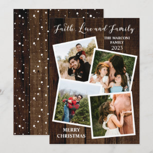 Cartes Pour Fêtes Annuelles Rustique Woodsy Wood Faith Loth and Family 4 Photo