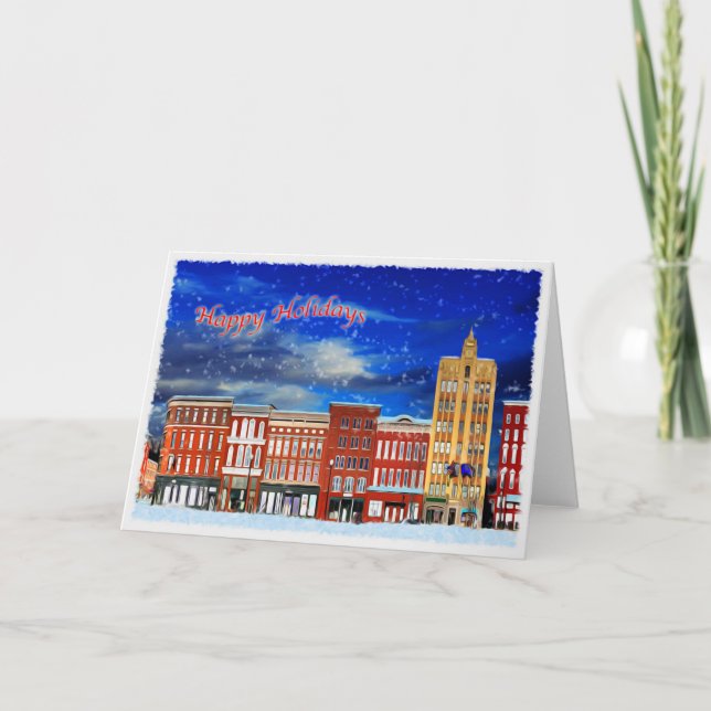 Cartes Pour Fêtes Annuelles Rutland Vermont lors d'une nuit d'hiver (Devant)