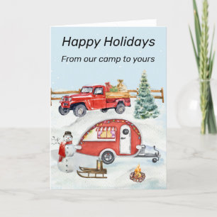 Cartes Pour Fêtes Annuelles RV Camping Camper Neige hiver Noël