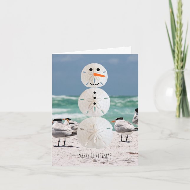 Cartes Pour Fêtes Annuelles Sable Dollar Snowman (Devant)