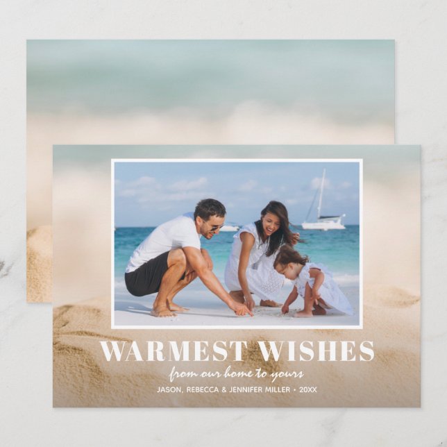 Cartes Pour Fêtes Annuelles Sable et plage de mer Photo Noël (Devant / Derrière)