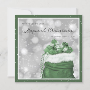 Cartes Pour Fêtes Annuelles Sac à Père Noël vert neige Magique Noël
