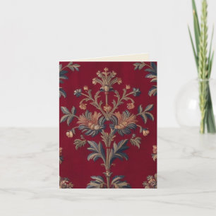 Cartes Pour Fêtes Annuelles Sac broderie medievale fleurie en rouge bordeaux