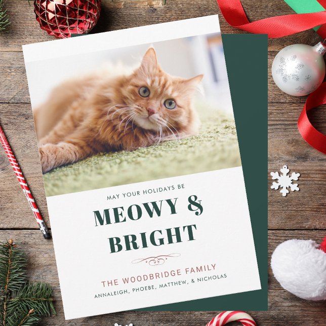 Cartes Pour Fêtes Annuelles Sac photo pour chat de Noël Meowet Bright (Meowy and Bright Christmas Cat Photo Gag Holiday Card)