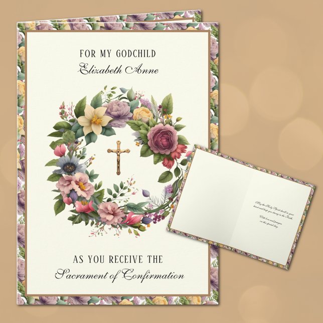 Cartes Pour Fêtes Annuelles Sacrament Confirmation Godchild DieuParents Fête (Créateur téléchargé)