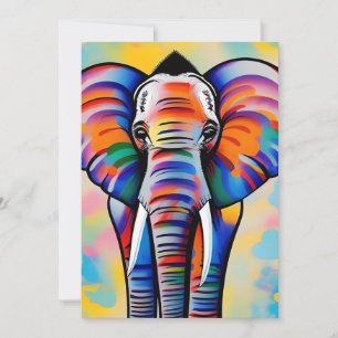 Cartes Pour Fêtes Annuelles Safari africain coloré éléphant