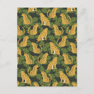 Cartes Pour Fêtes Annuelles Safari tropical sauvage Leopard Jungle Palms