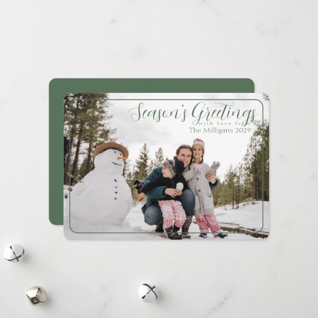 Cartes Pour Fêtes Annuelles Sage Frame Bonnes Fêtes avec photo (Devant/Arrière en situation)