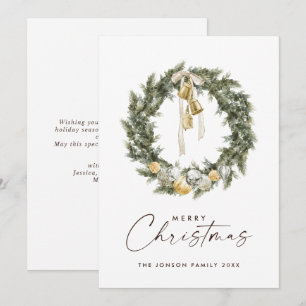 Cartes Pour Fêtes Annuelles Sage Green Bohemian Christmas Wreath Salutation