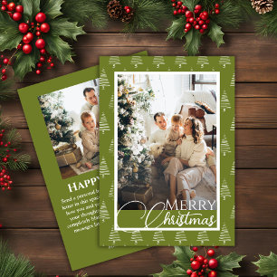 Cartes Pour Fêtes Annuelles Sage Green Et White Tree Motif Photo Noël