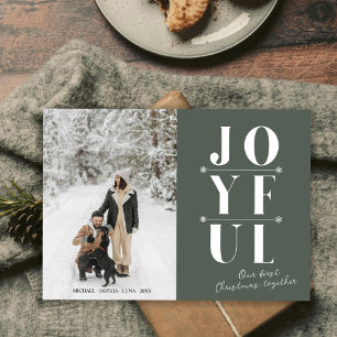 Cartes Pour Fêtes Annuelles Sage Green Joyeux Premier Noël moderne Couple