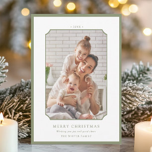 Cartes Pour Fêtes Annuelles Sage Green Minimal Joyeux Noël Photo