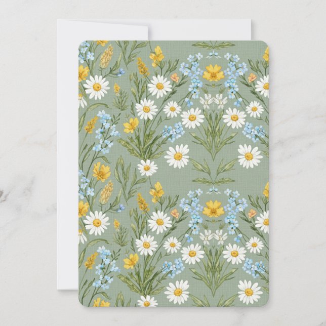 Cartes Pour Fêtes Annuelles Sage Green Wildflower (Devant)