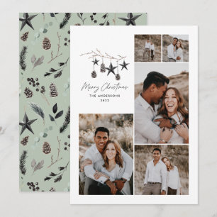 Cartes Pour Fêtes Annuelles Sage moderne élégant script Noël multi photo