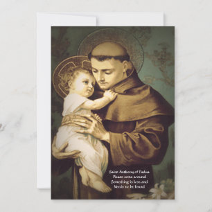 Cartes Pour Fêtes Annuelles Saint Anthony Prière de Restauration des objets pe