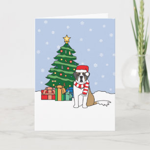 Cartes Pour Fêtes Annuelles Saint Bernard et sapin de Noël