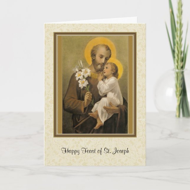 Cartes Pour Fêtes Annuelles Saint Joseph Jésus Fête de la prière religieuse (Devant)