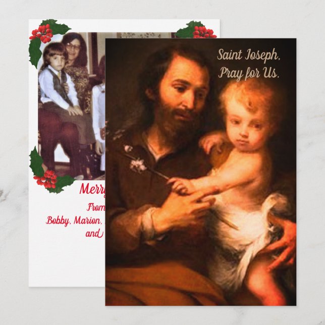 Cartes Pour Fêtes Annuelles Saint Joseph personnalisable avec Christ Enfant Ch (Devant / Derrière)