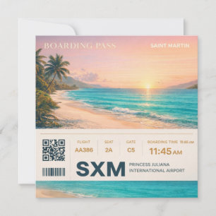 Cartes Pour Fêtes Annuelles Saint Martin SXM Boarding Pass Sunset