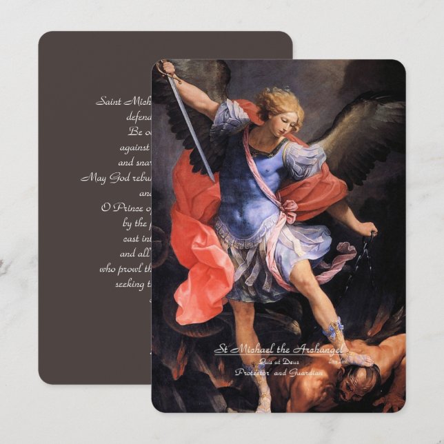 Cartes Pour Fêtes Annuelles Saint Michel l'Archange avec prière (Devant / Derrière)