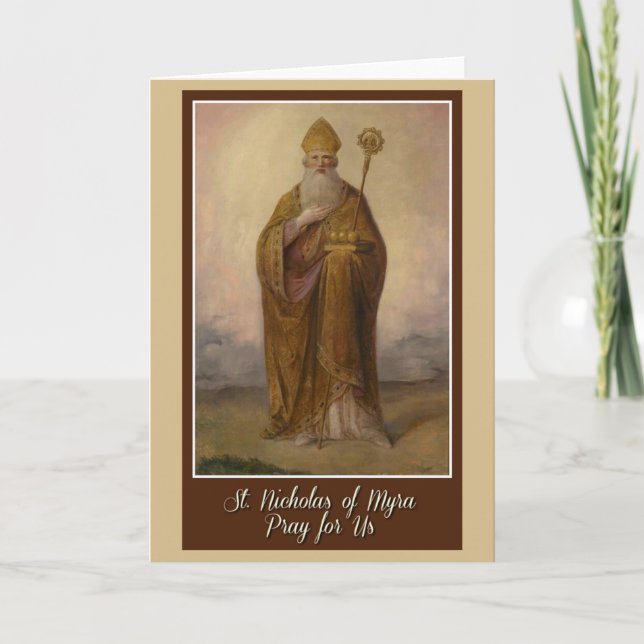 Cartes Pour Fêtes Annuelles Saint Nicolas de Myra Evêque Noël (Devant)