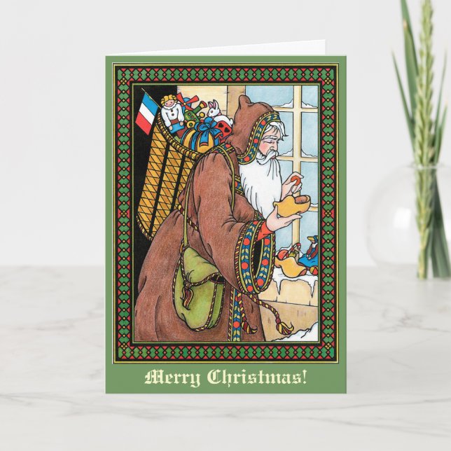 Cartes Pour Fêtes Annuelles Saint Nicolas victorien Ancien Noël (Devant)
