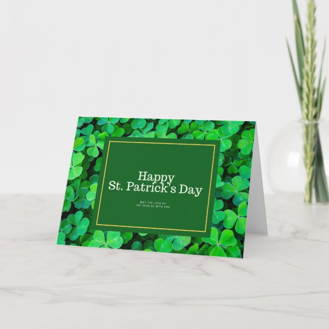 Cartes Pour Fêtes Annuelles Saint Patrick Joyeux avec Shamrock sur vert (Devant)