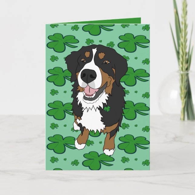 Cartes Pour Fêtes Annuelles Saint Patrick’s Day Bernese Mountain Dog (Devant)