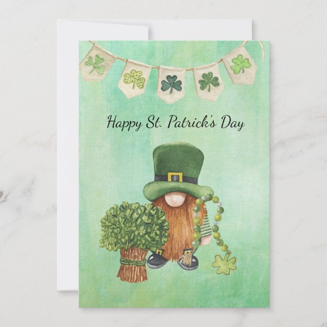 Cartes Pour Fêtes Annuelles Saint Patrick's Day avec Shamrock Aquarelle verte (Devant)