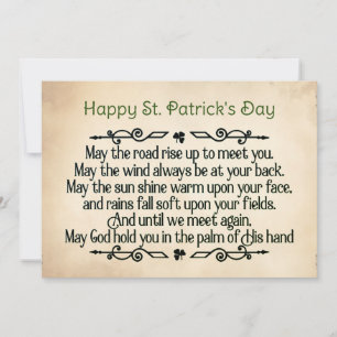 Cartes Pour Fêtes Annuelles Saint Patrick's Day Irish Blessing May the Road