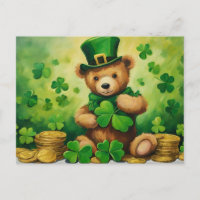 Saint Patrick's Day Teddy Bear avec Shamrock, Pièc