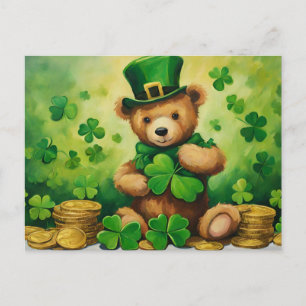 Cartes Pour Fêtes Annuelles Saint Patrick's Day Teddy Bear avec Shamrock, Pièc