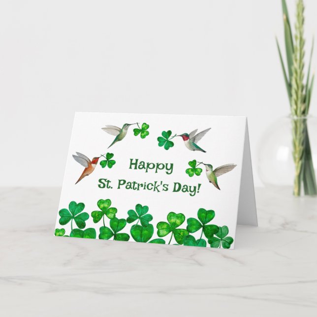 Cartes Pour Fêtes Annuelles Saint Patrick's Hummingbirds (Devant)