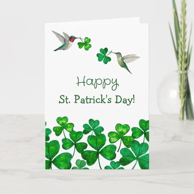Cartes Pour Fêtes Annuelles Saint Patrick's Hummingbirds (Devant)