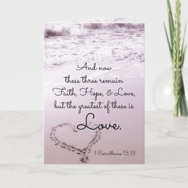 Cartes Pour Fêtes Annuelles Saint Valentin 1 Corinthians 13:13 Ocean Beach (Devant)
